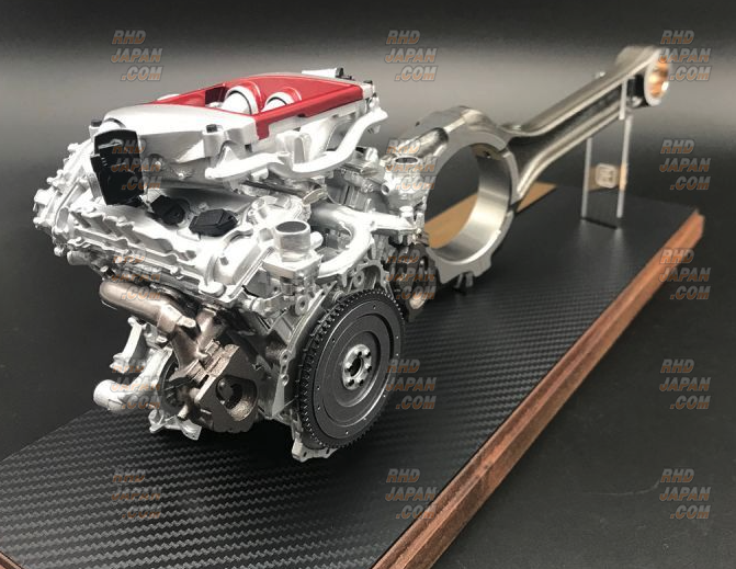 Kusaka Engineering 1/6 Scale Model Engine - VR38DETT with Connecting Rod Takumi Red Top Option Back Mirror Acrylic Case